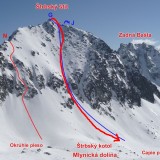 Linia zjazdu z Szczyrbskiego Szczytu (czerwona linia / niebieska G)